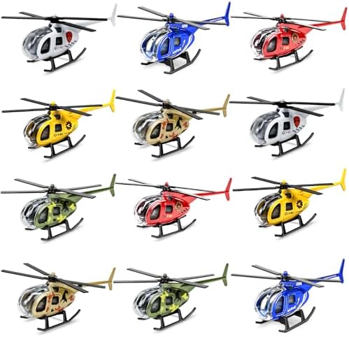 12PCS Diecast Helicopters, Mini Alloy Toy Helicopter for Boys 3 4-7