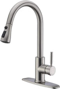 WEWE High-Arc Pull-Down Kitchen Faucet, Brushed Nickel, 3-Mode Sprayer