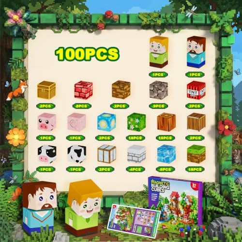 Magnetic Building Blocks for Kids, 100PCS Magnetic Cubes and Blocks Set