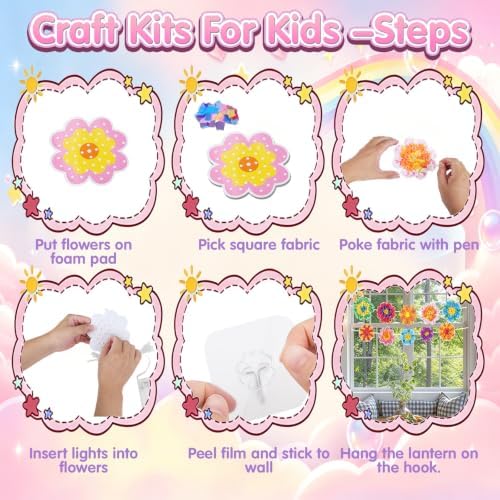 Fennoral 10 Pack Flower Poke in Craft Kits for Kids with LED Lights Make You Own DIY