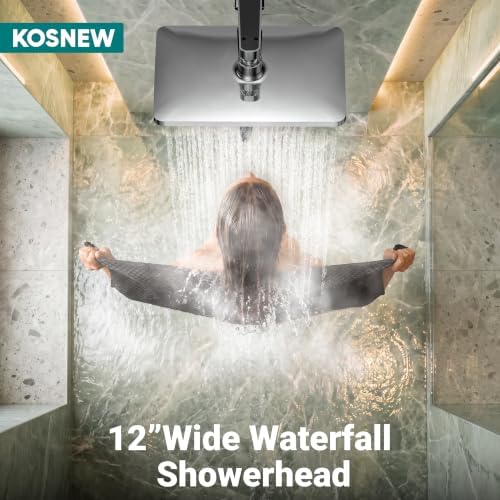 KOSNEW® 12" XXL Rainfall Shower Head with Handheld Combo, Chrome Polished