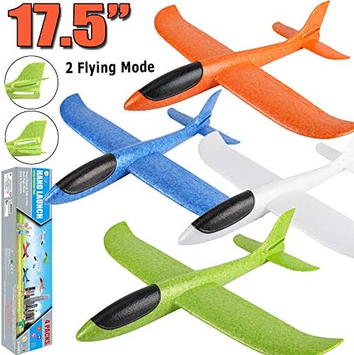 BooTaa 4 Pack Airplane/Flying Toys, 17.5" Large Throwing Foam Plane/Gliders