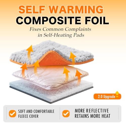 Self Warming Cat Bed, 2.0 Upgraded Thermal Mat for Indoor Cats, 15 x 19 In