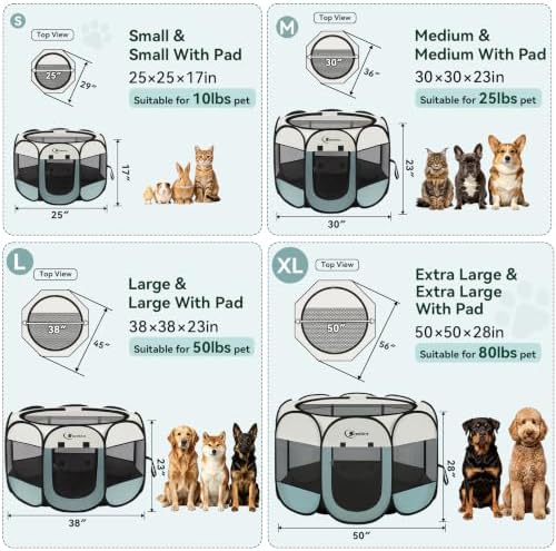 Siedihit Dog Cat Playpen, Puppy Pet Playpen Indoor for Small Dog Crate Tent Cage Outdoor