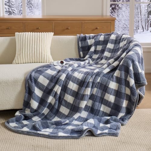 Heated Blanket Twin 62x84, Flannel & Sherpa, 6 Heat Levels 1-12H Timer