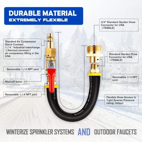 RV Winterizing kit & Sprinkler Blowout Adapter with shut off valve Air compressor