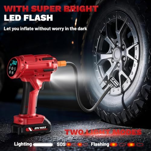Tire inflator Portable Air Compressor - 160PSI &21V Battery Tire Pump