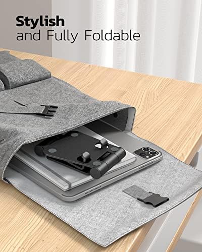 Nulaxy Full Aluminum Dual Folding Cell Phone Stand for Desk, Black