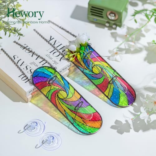 Hewory Stained Glass Window Hanging: 2PCS Propagation Stations, Rainbow