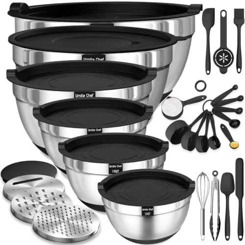 Thickened Heavy-Duty 26pcs Stainless Steel Bowl, Mixing Bowl Set with Lid