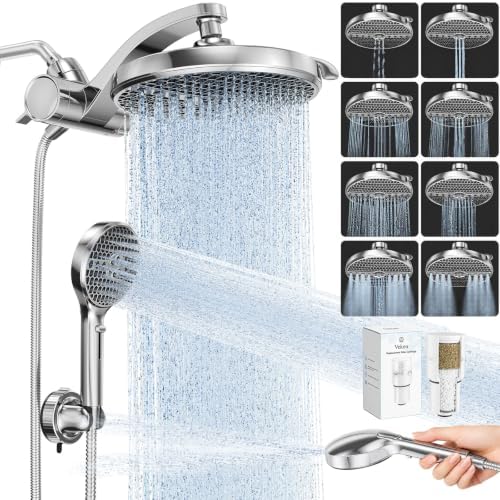 Veken Filtered Shower Head with Handheld, Multi-Pattern Rain Showerhead Set