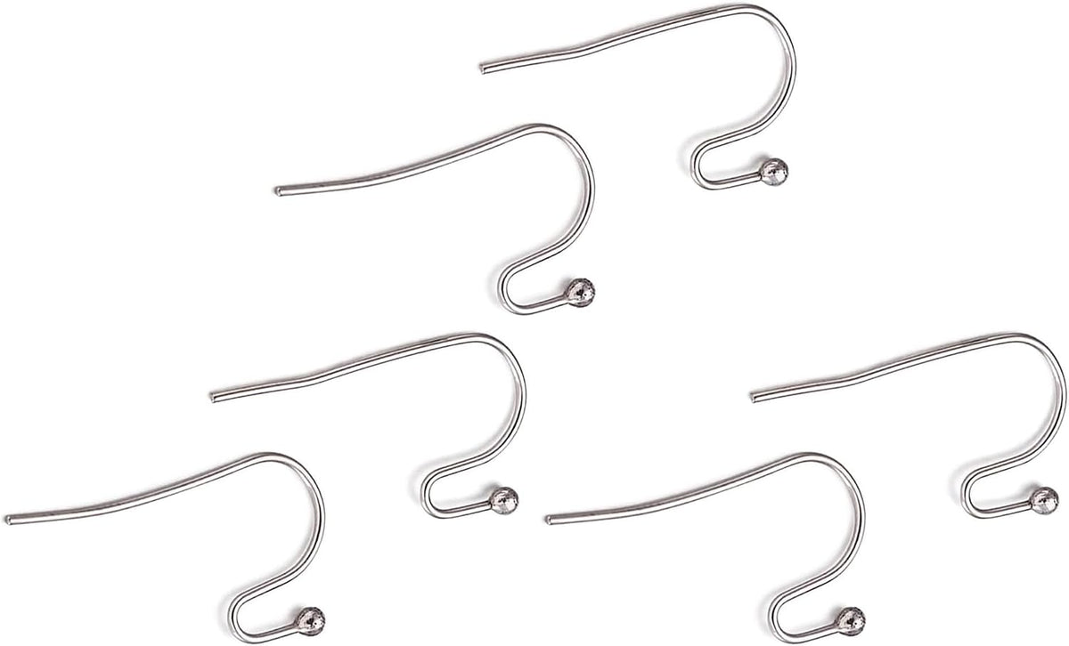 300-Piece Hypoallergenic 316 Stainless Steel French Hook Ball Dot Ear Wires 22x12x2mm