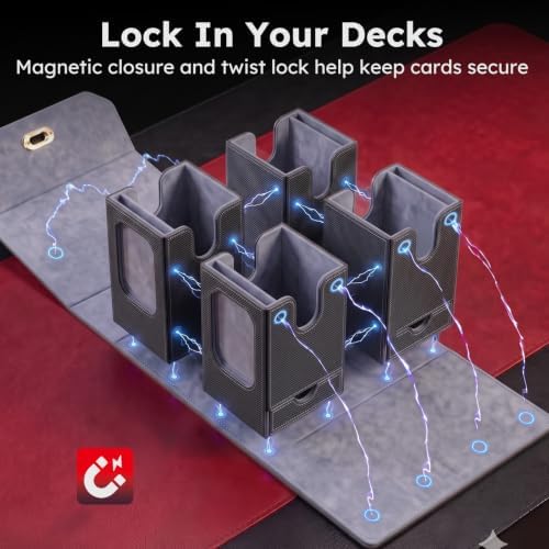 MTG Commander Deck Box, 4 Deck Card Storage Box with Handle