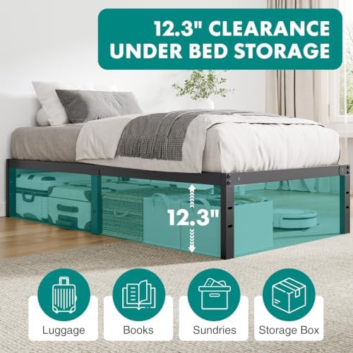 OLIXIS 14in Twin Metal Bed Frame, Sturdy Support with Storage Space, 500LBS