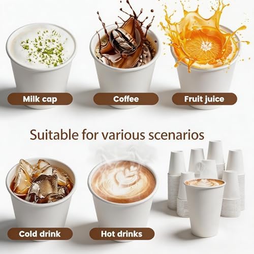 Coffee Cups 12 oz 100 Count Disposable Paper Coffee Cups White