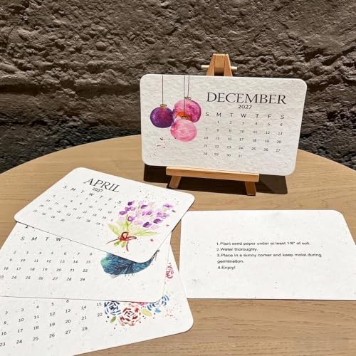 Eco-Friendly Plantable Paper Calendar 2027, Biodegradable Monthly Paper Planner
