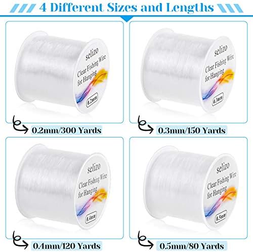 Fishing Wire for Hanging, Selizo 4Pcs Clear Fish Line Fishing String Invisible