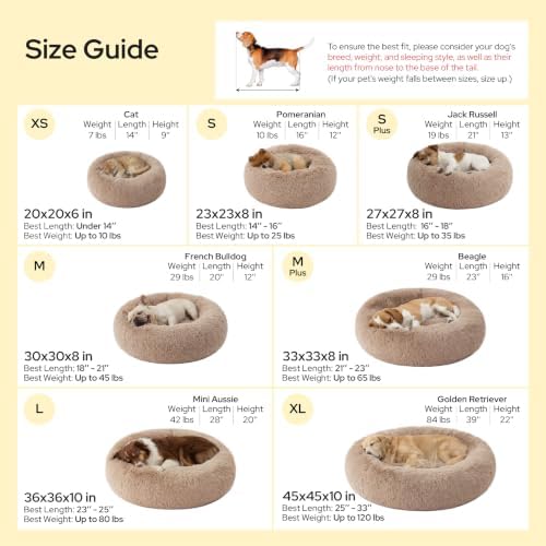 Bedsure Calming Dog Bed Medium Size Dog Donut Washable Pet Bed,30ins Camel