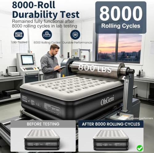 OhGeni Air Mattress Queen with Built in Pump, 18" Raised Blow up Bed, 800lb