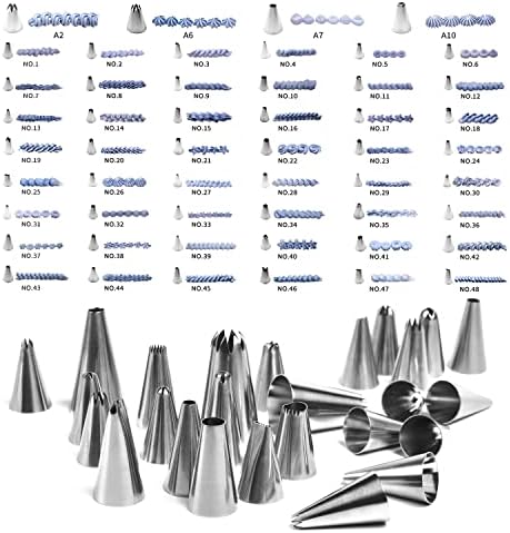 FIVETASCake Decorating kit for Beginners-52 Numbered Icing Tips with Pattern Chart