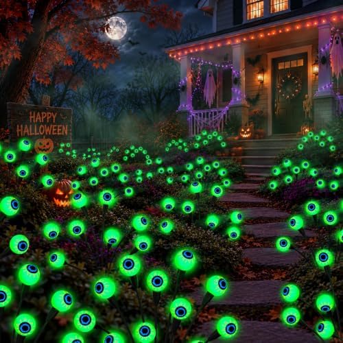 Halloween Decorations Outdoor, 6Pack 48 LEDs Solar Eyeball Lights