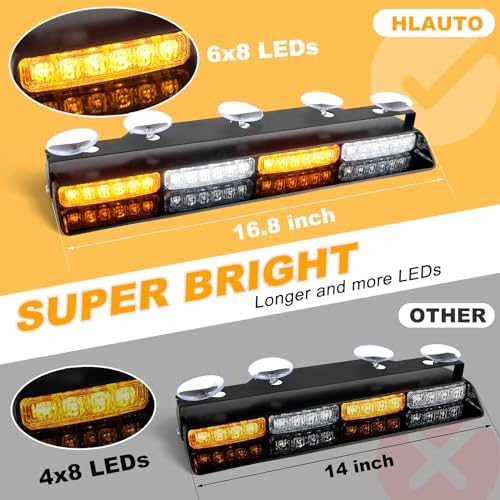 HLauto 2x16.8 inch Dash Strobe Lights w/Take Down/Controller