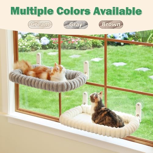 Zakkart SnugCloud Foldable Cat Window Perch (Cream White, M)