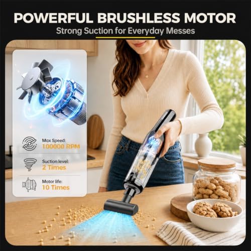 Car Vacuum Cleaner for Car Home Pet, Handheld Vacuum Cordless High Power