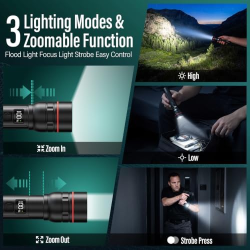 RECHOO Rechargeable Flashlights 2 Pack, Super Bight Flashlight High Lumens