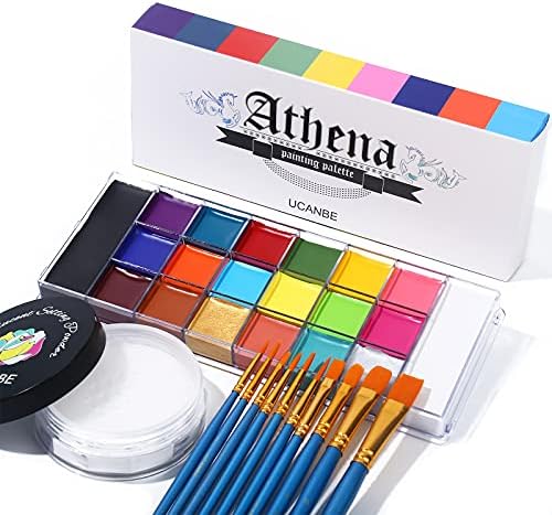 UCANBE Athena Face Body Paint Oil Palette + Translucent Setting Powder + 10PCS Brushes