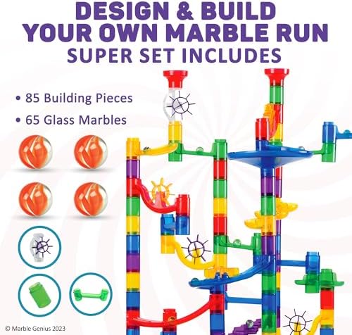Marble Genius Marble Run Super Set, 150 Translucent Pieces, STEM Toy
