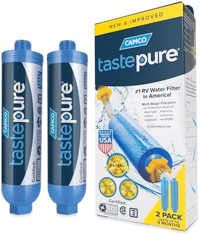 Camco Tastepure RV Water Filter 2-pk - GAC & KDF Filtration-Made in the USA