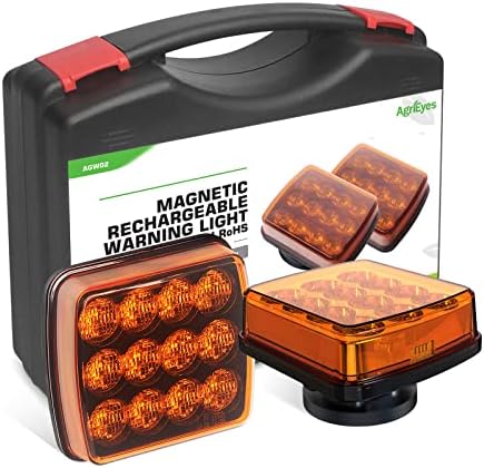 Agrieyes W02 Magnetic Flashing Lights, Wireless Strobe Lights,Amber