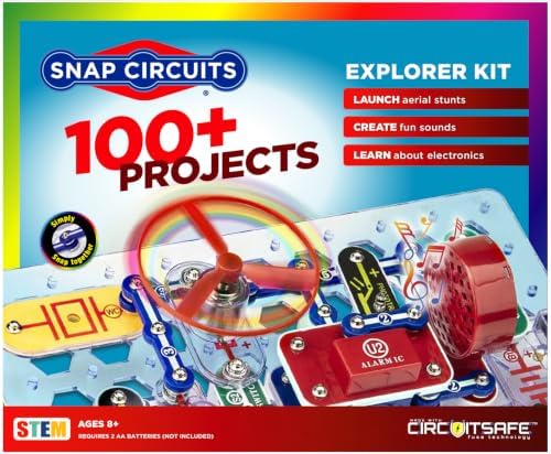 SNAP CIRCUITS Jr. SC-100 STEM Electronics Kit, 100+ Projects, Ages 8+