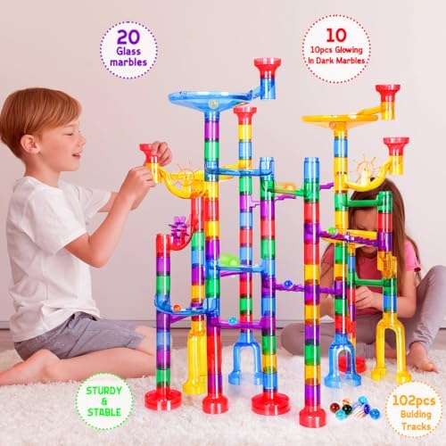 Meland Marble Run - 132Pcs Marble Maze Game Building Toy for Kid