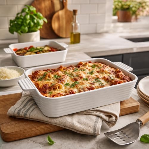 MALACASA Casserole Dishes for Oven, Porcelain Baking Dish Set of 4