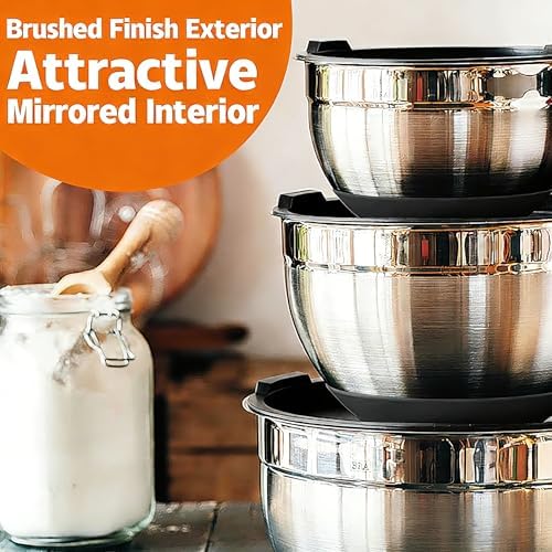 Thickened Heavy-Duty 26pcs Stainless Steel Bowl, Mixing Bowl Set with Lid