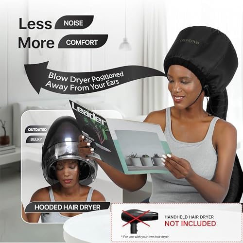 Hooded Hair Dryer Attachment w/A Headband Integrated That Reduces Heat Around Ears & Neck