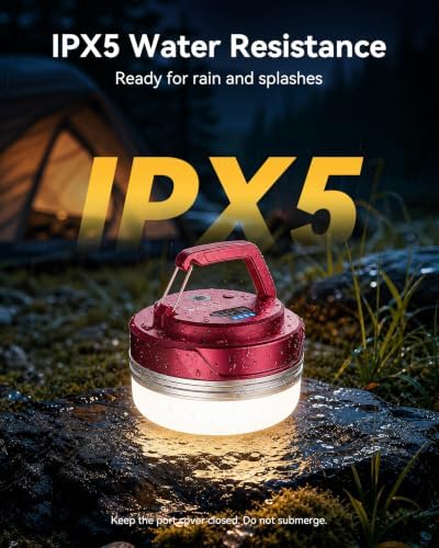 Camping Lantern, USB-C Rechargeable Magnetic Light, Red