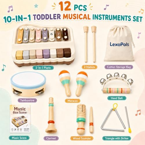 Kids'Musical Instruments Set, Montessori Toys for Toddlers