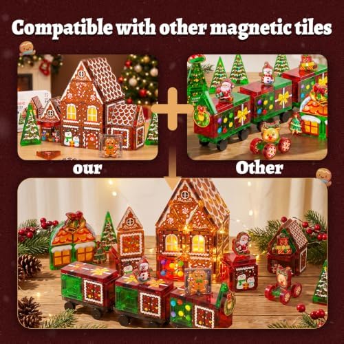 Gingerbread House Kit Magnet Tiles for Kids Ages 4-8 Magnatic Travel Set