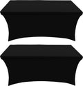 Utopia Kitchen Spandex Table Cloth 2 Pack [8FT, 96Lx30Wx30H Inch, Black]