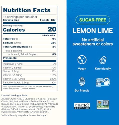 Liquid I.V. Sugar Free Hydration Electrolytes, Lemon Lime, 14 Count