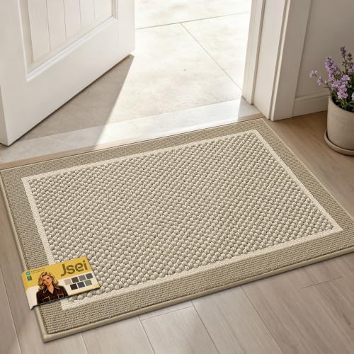 JSEI Dirt Trapper Door Mat 20"x32" , Non-Slip Doormat ,Beige