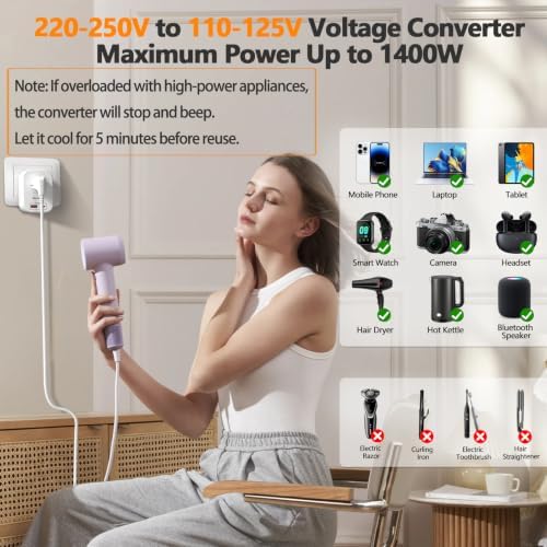 220 to 110 Voltage Converter US to Europe, Power Converter for Europe