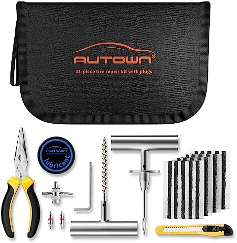 Flat Tire Repair Kit with Plugs 31pcs, Professional Tire Plug Kit