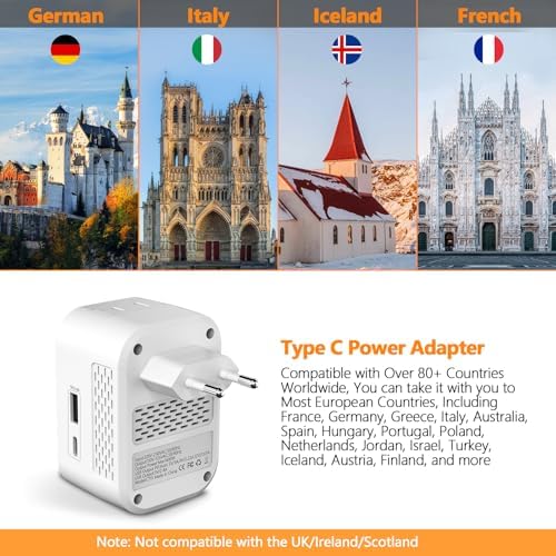 220 to 110 Voltage Converter US to Europe, Power Converter for Europe