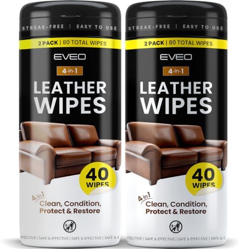 EVEO Leather Wipes 4-in-1 Leather Cleaner and Conditioner for Furniture