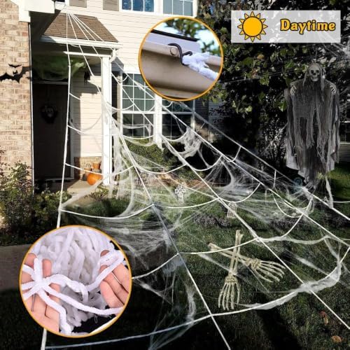 Halloween Decorations Outdoor, 250 LED Halloween Giant Spider Web Lights