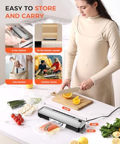 75KPa Vacuum Sealer, Digital Timer, 6-in-1 Dry & Moist Modes Sealer Machine
